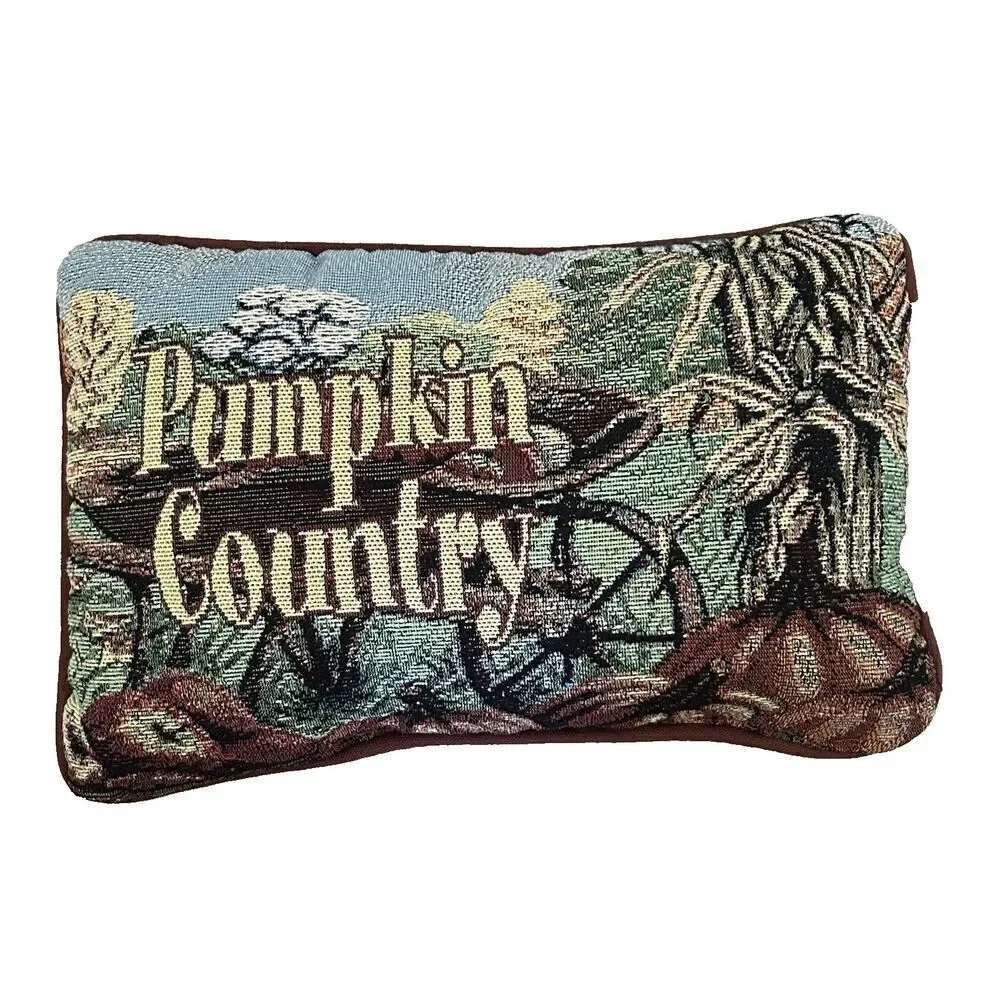 Pumpkin Country Pillow Tapestry Fall Autumn Apples Wheelbarrow Corn Harvest